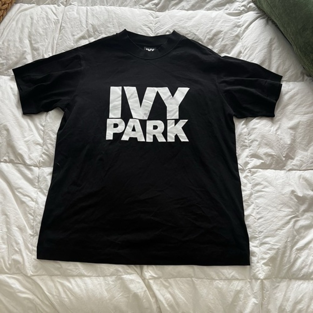 Oversized Ivy Park‎ Spell Out Script Logo Shirt Black White Mens Size Small